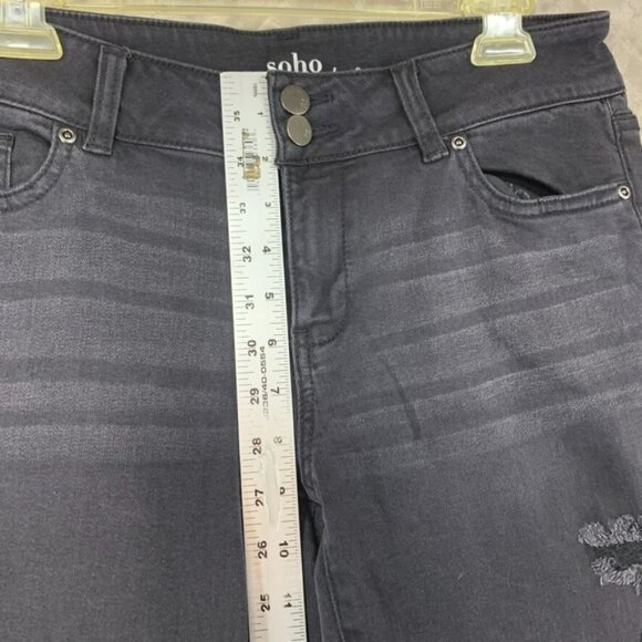 NY&C Soho Womans 8 Denim Jeans Black Ombre Boyfriend Mid Rise Distressed Stretch - Picture 8 of 15